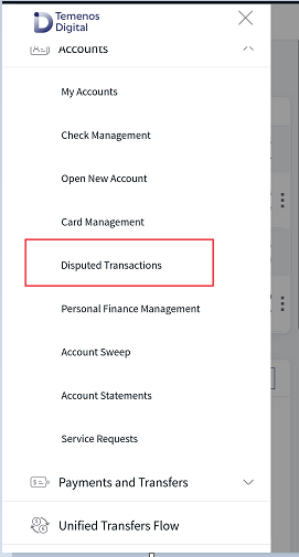 Hamburger menu Navigation Mobile Banking